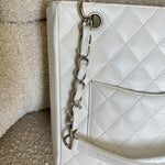 CHANEL Tote White Caviar Quilted Petite Shopping Tote - Redeluxe