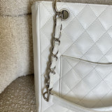 CHANEL Tote White Caviar Quilted Petite Shopping Tote - Redeluxe