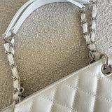 CHANEL Tote White Caviar Quilted Petite Shopping Tote - Redeluxe