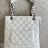 CHANEL Tote White Caviar Quilted Petite Shopping Tote - Redeluxe