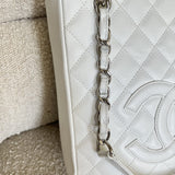 CHANEL Tote White Caviar Quilted Petite Shopping Tote - Redeluxe