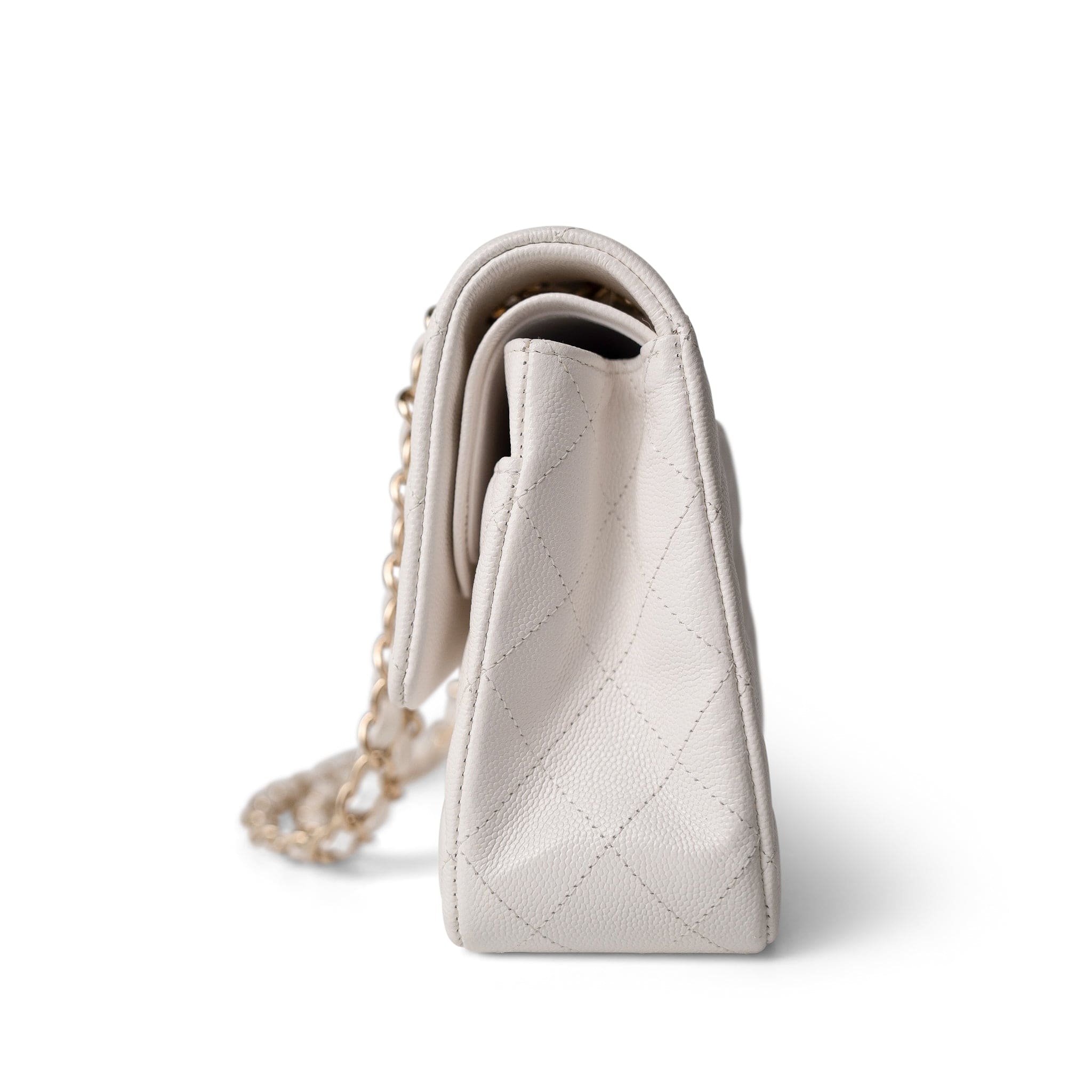 Chanel Small Flap Bag White Lambskin Aged Gold and Lacquered Metal 22S –  Coco Approved Studio