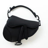 Christian Dior Handbag Black Dior Mini Ultramatte Black Saddle Bag Grained Calfskin Leather - Redeluxe