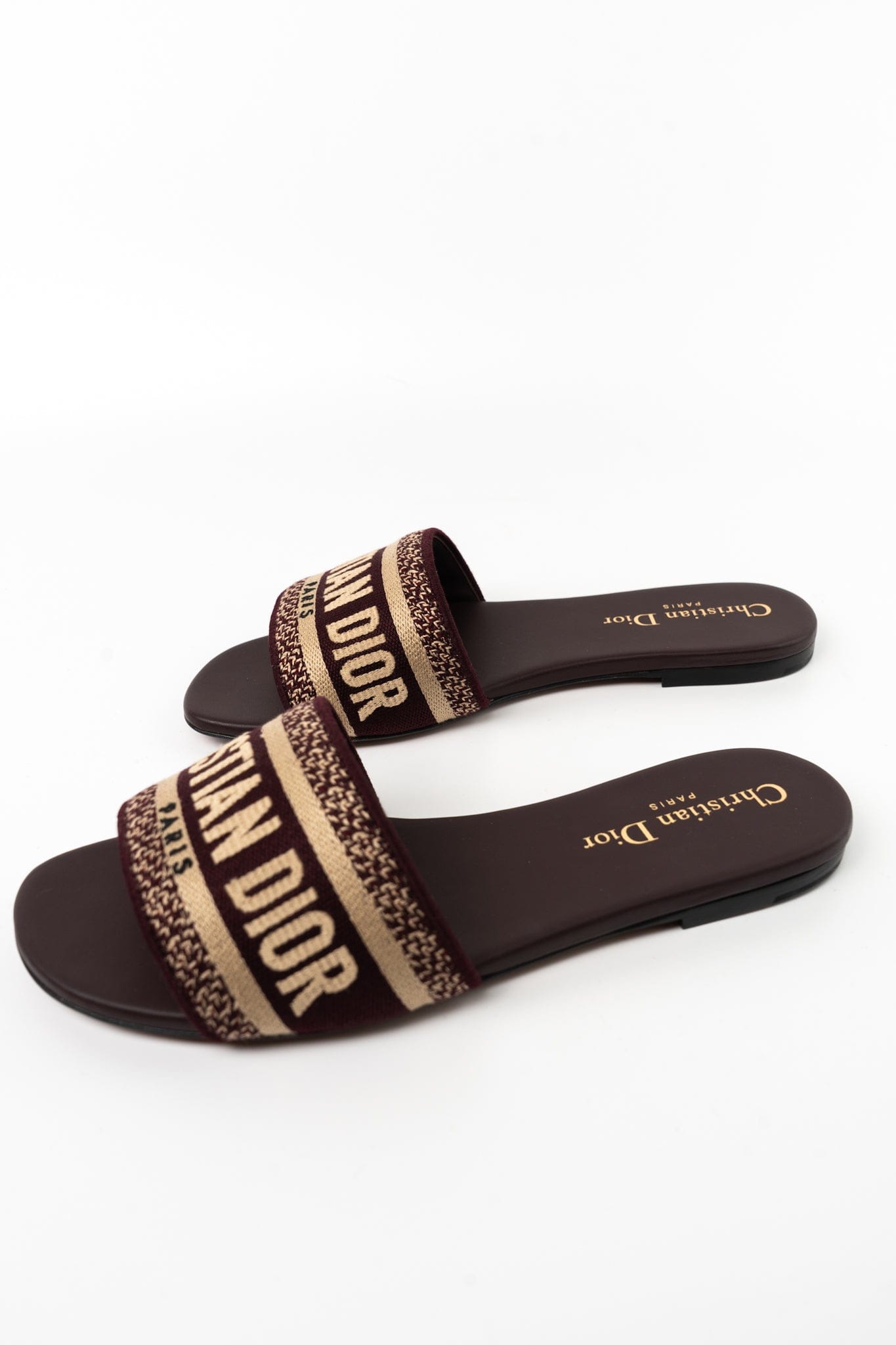 Buy Luxury Christian Dior Canvas Embroidered Dway Mules SALE