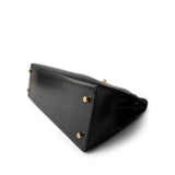 Hermes Black Kelly Sellier 32 Black Box Calfskin Gold Plated (U) Stamp - Redeluxe