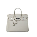 Hermes Handbag Birkin 25 Gris Perle Togo Leather Palladium Hardware Z Stamp - Redeluxe