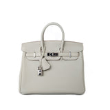 Hermes Handbag Birkin 25 Gris Perle Togo Leather Palladium Hardware Z Stamp - Redeluxe