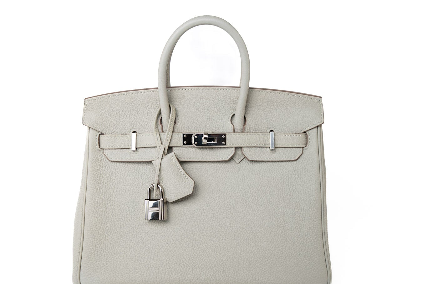 Hermes Handbag Birkin 25 Gris Perle Togo Leather Palladium Hardware Z Stamp - Redeluxe