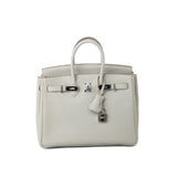 Hermes Handbag Birkin 25 Gris Perle Togo Leather Palladium Hardware Z Stamp - Redeluxe