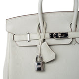 Hermes Handbag Birkin 25 Gris Perle Togo Leather Palladium Hardware Z Stamp - Redeluxe