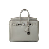 Hermes Handbag Birkin 25 Gris Perle Togo Leather Palladium Hardware Z Stamp - Redeluxe