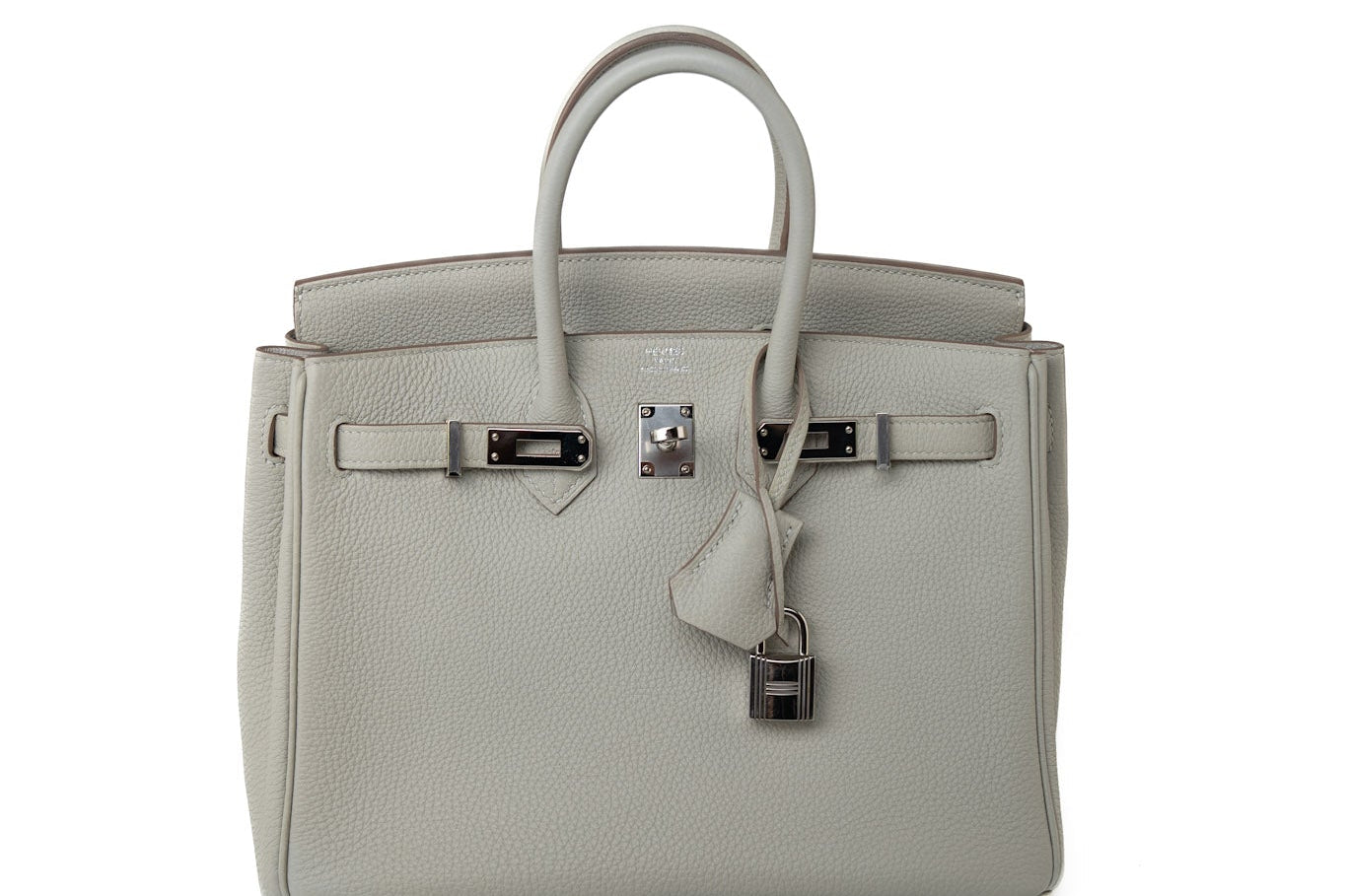 Hermes Handbag Birkin 25 Gris Perle Togo Leather Palladium Hardware Z Stamp - Redeluxe