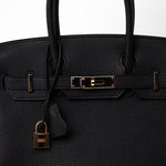 Hermes Handbag Birkin 30 Black/ Noir Togo Rose Gold Plated Hardware 2022 - Redeluxe