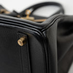 Hermes Handbag Birkin 30 Black/ Noir Vachette Ardennes Gold Plated Hardware G Square Stamp - Redeluxe