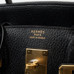 Hermes Handbag Birkin 30 Black/ Noir Vachette Ardennes Gold Plated Hardware G Square Stamp - Redeluxe