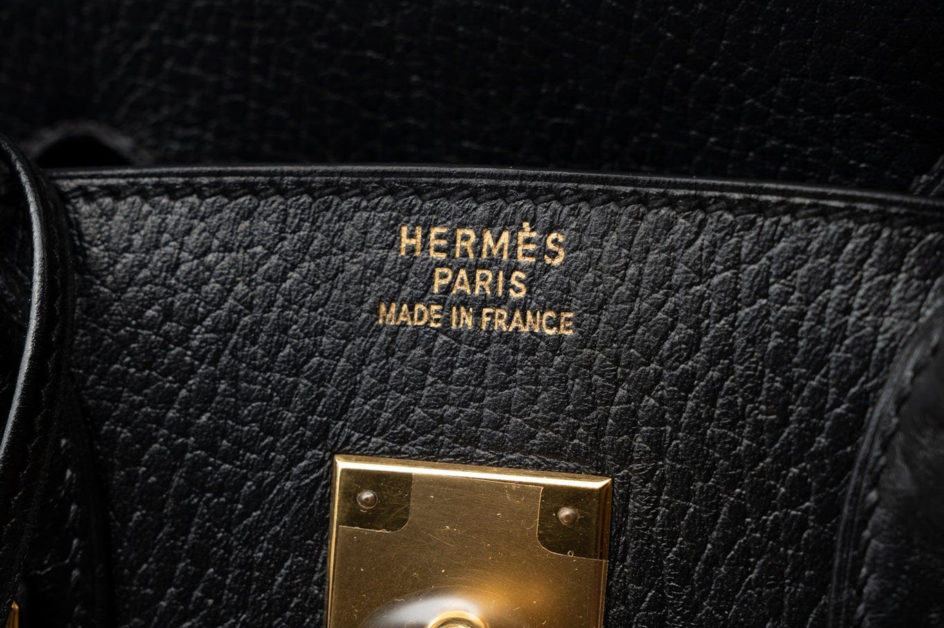 Hermes Handbag Birkin 30 Black/ Noir Vachette Ardennes Gold Plated Hardware G Square Stamp - Redeluxe