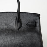 Hermes Handbag Birkin 30 Black/ Noir Vachette Ardennes Gold Plated Hardware G Square Stamp - Redeluxe