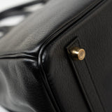 Hermes Handbag Birkin 30 Black/ Noir Vachette Ardennes Gold Plated Hardware G Square Stamp - Redeluxe