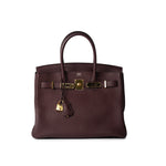 Hermes Handbag Birkin 30 Bordeaux Veau Togo Leather Gold Plated Hardware A Stamp - Redeluxe