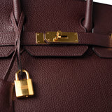 Hermes Handbag Birkin 30 Bordeaux Veau Togo Leather Gold Plated Hardware A Stamp - Redeluxe