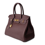 Hermes Handbag Birkin 30 Bordeaux Veau Togo Leather Gold Plated Hardware A Stamp - Redeluxe