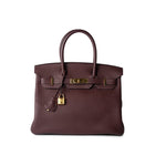 Hermes Handbag Birkin 30 Bordeaux Veau Togo Leather Gold Plated Hardware A Stamp - Redeluxe