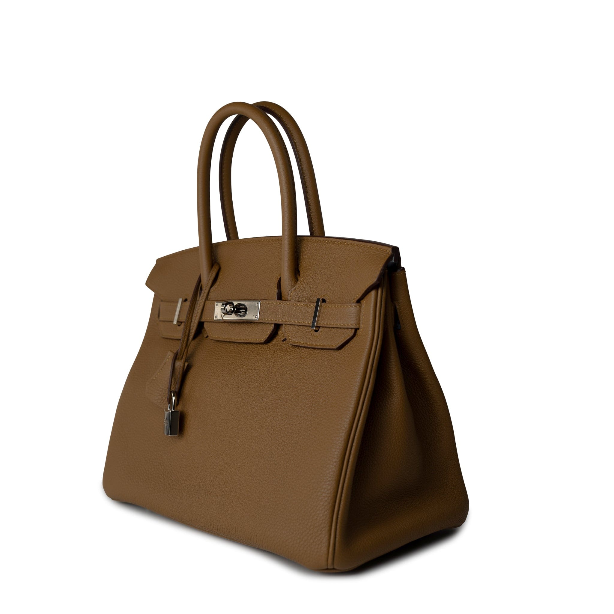 Hermes Handbag Birkin 30 Bronze Doré / Bleu Brume Veau Togo Leather Palladium Plated Z Stamp - Redeluxe