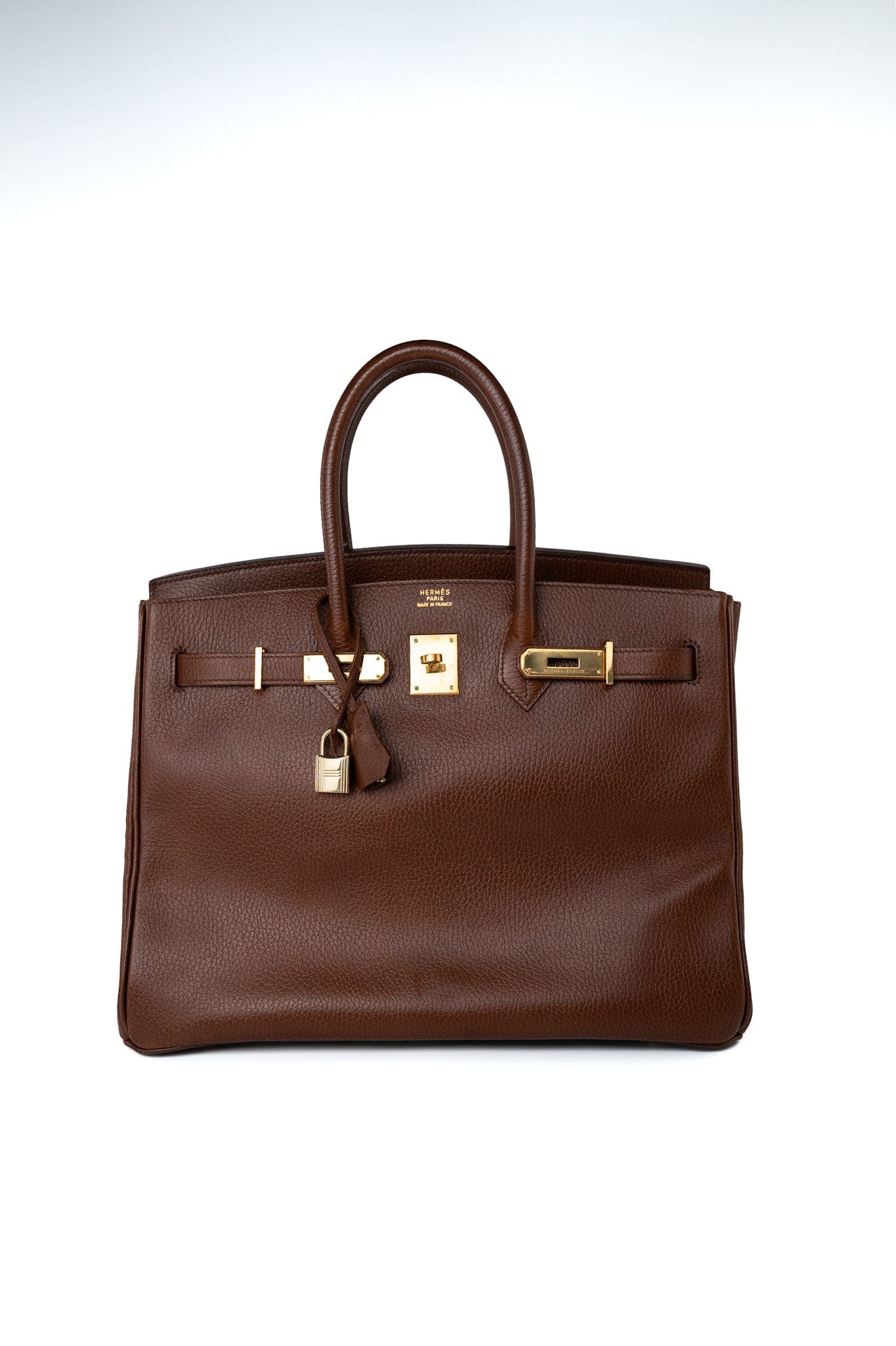 Birkin 35 Brown Ardennes Leather Gold Plated Z Circle Stamp