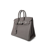 Hermes Handbag Birkin / Grey Birkin 25 Gris Etain Palladium Plated  C Stamp - Redeluxe