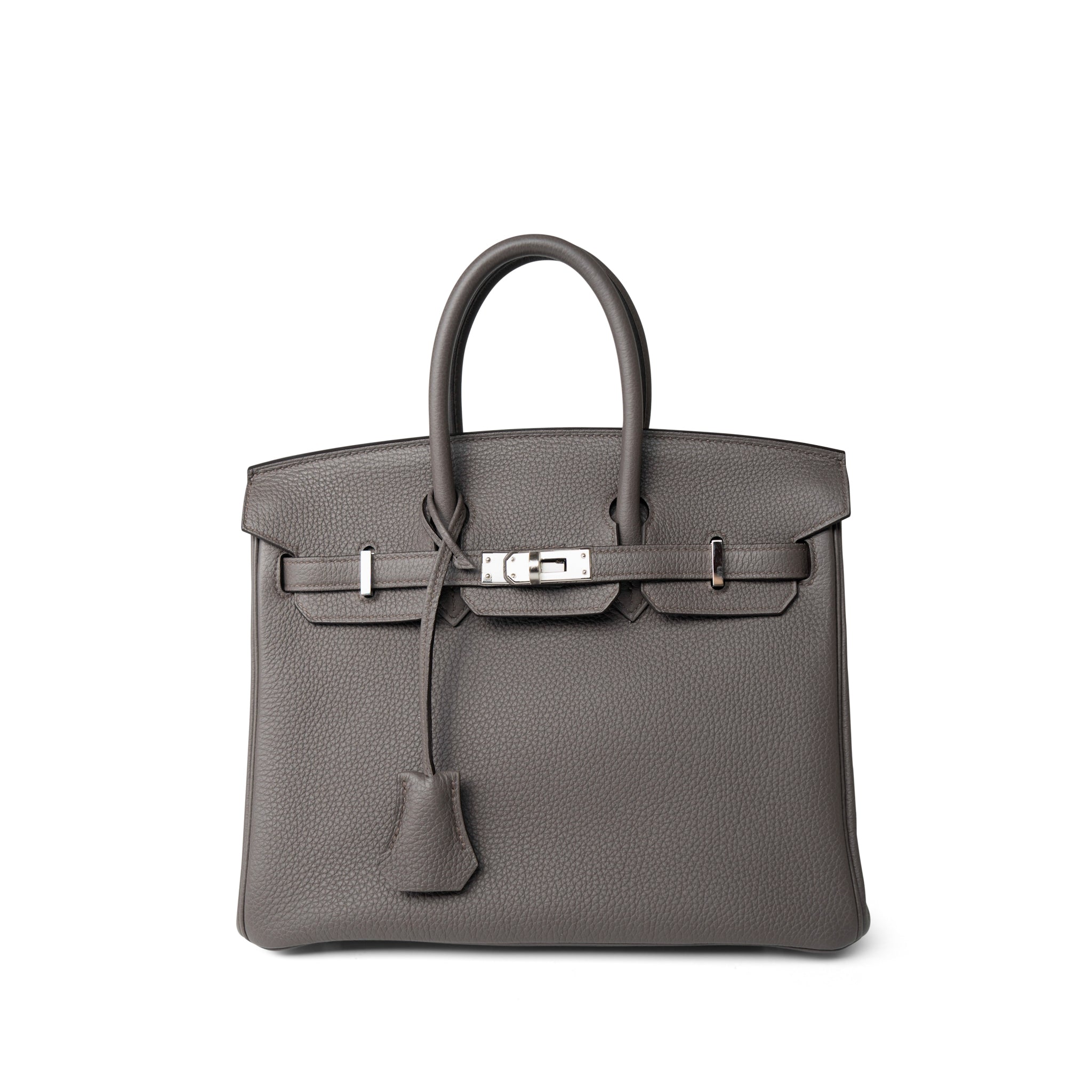 Hermes Handbag Birkin / Grey Birkin 25 Gris Etain Palladium Plated  C Stamp - Redeluxe