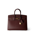 Hermes Handbag Birkin / Red Birkin Sellier 25 Rouge H Veau Madame Leather Gold Plated Z Stamp - Redeluxe