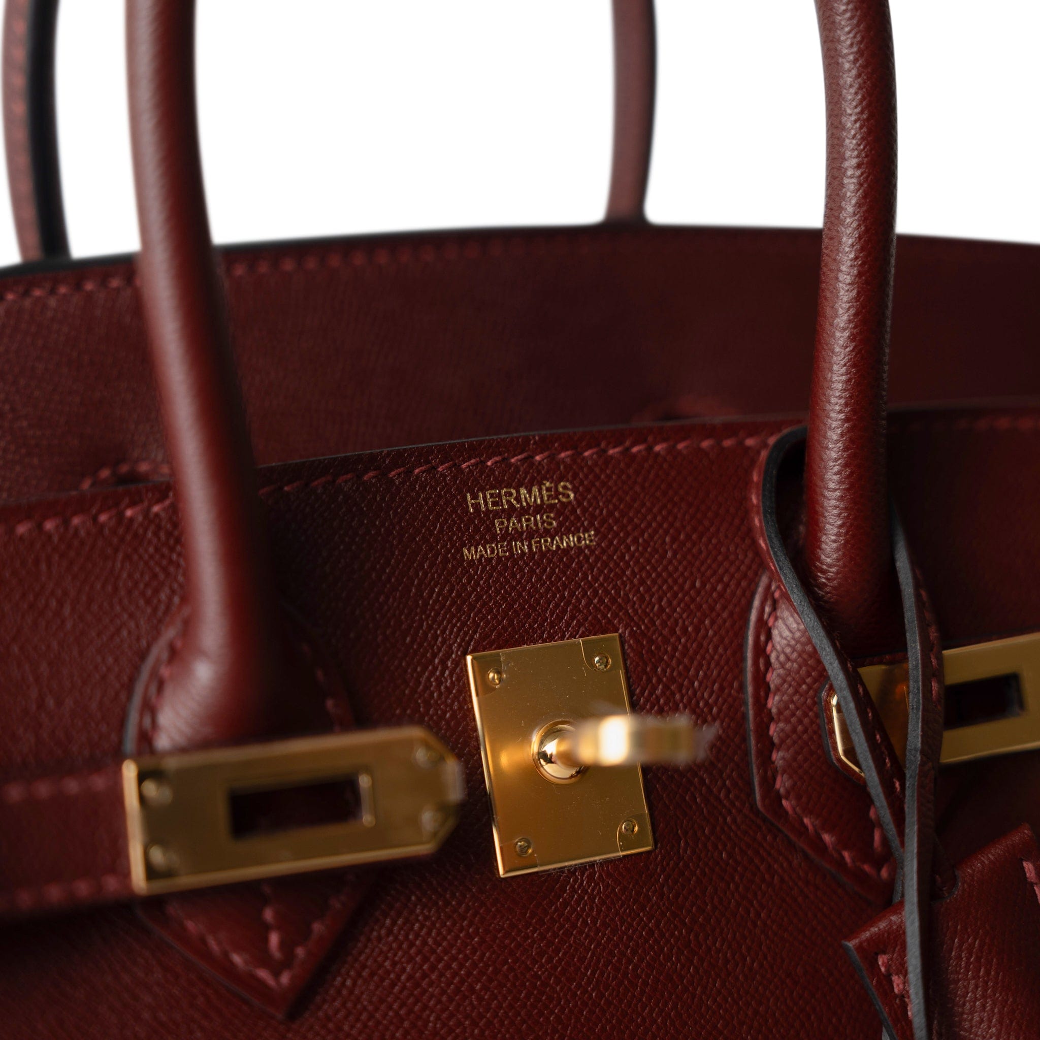 Hermes Handbag Birkin / Red Birkin Sellier 25 Rouge H Veau Madame Leather Gold Plated Z Stamp - Redeluxe