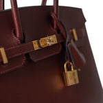 Hermes Handbag Birkin / Red Birkin Sellier 25 Rouge H Veau Madame Leather Gold Plated Z Stamp - Redeluxe