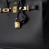 Hermes Handbag Birkin Sellier 25 Black Veau Epsom Leather Gold Plated Hardware Z Stamp - Redeluxe