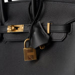 Hermes Handbag Birkin Sellier 25 Black Veau Epsom Leather Gold Plated Hardware Z Stamp - Redeluxe