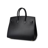 Hermes Handbag Birkin Sellier 25 Black Veau Epsom Leather Gold Plated Hardware Z Stamp - Redeluxe