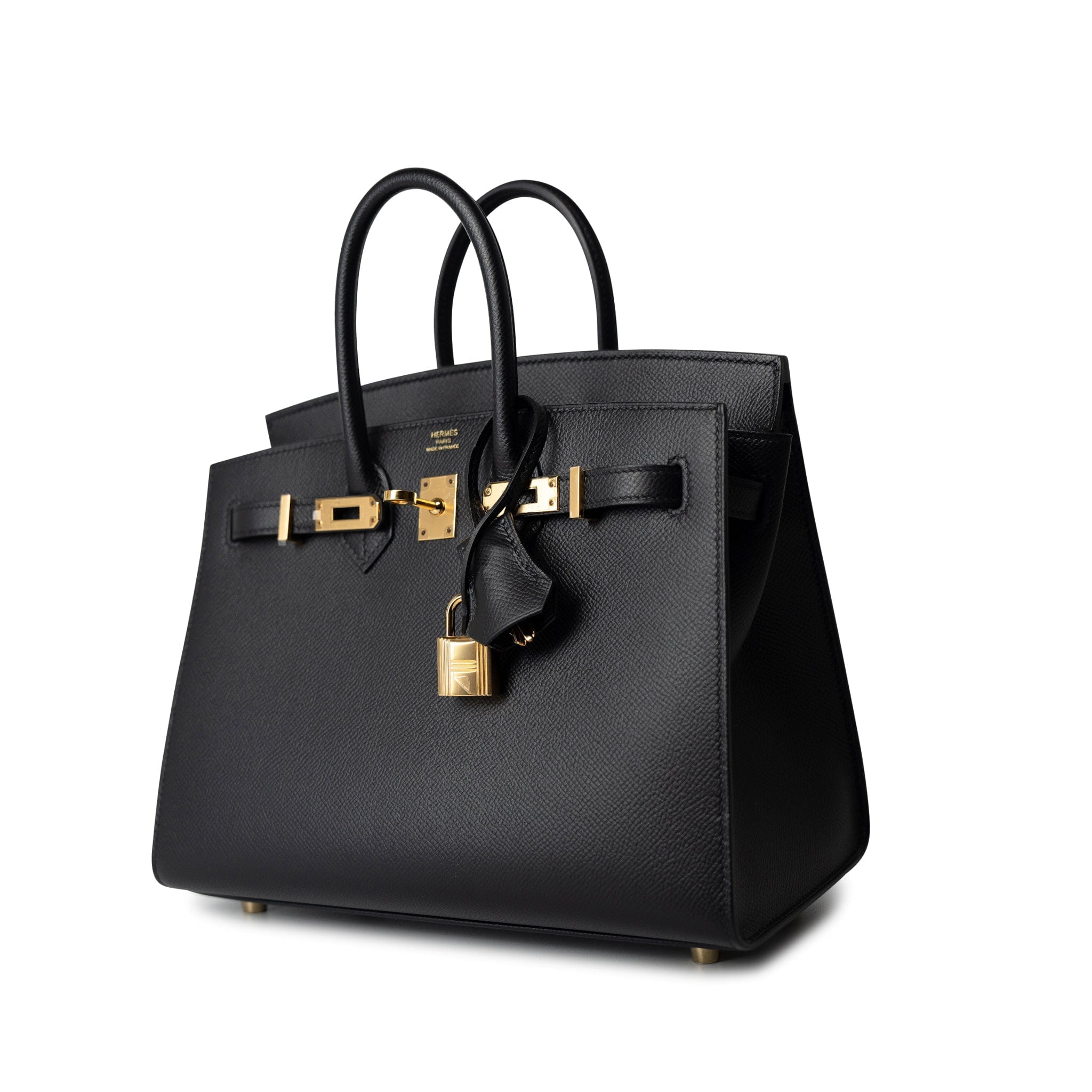 Hermes Handbag Birkin Sellier 25 Black Veau Epsom Leather Gold Plated Hardware Z Stamp - Redeluxe