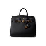 Hermes Handbag Birkin Sellier 25 Black Veau Epsom Leather Gold Plated Hardware Z Stamp - Redeluxe