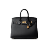 Hermes Handbag Birkin Sellier 25 Black Veau Epsom Leather Gold Plated Hardware Z Stamp - Redeluxe