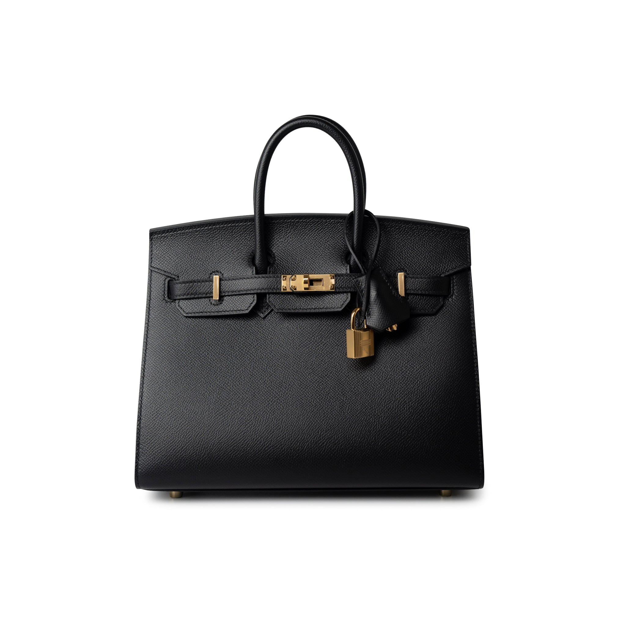 Hermes Handbag Birkin Sellier 25 Black Veau Epsom Leather Gold Plated Hardware Z Stamp - Redeluxe