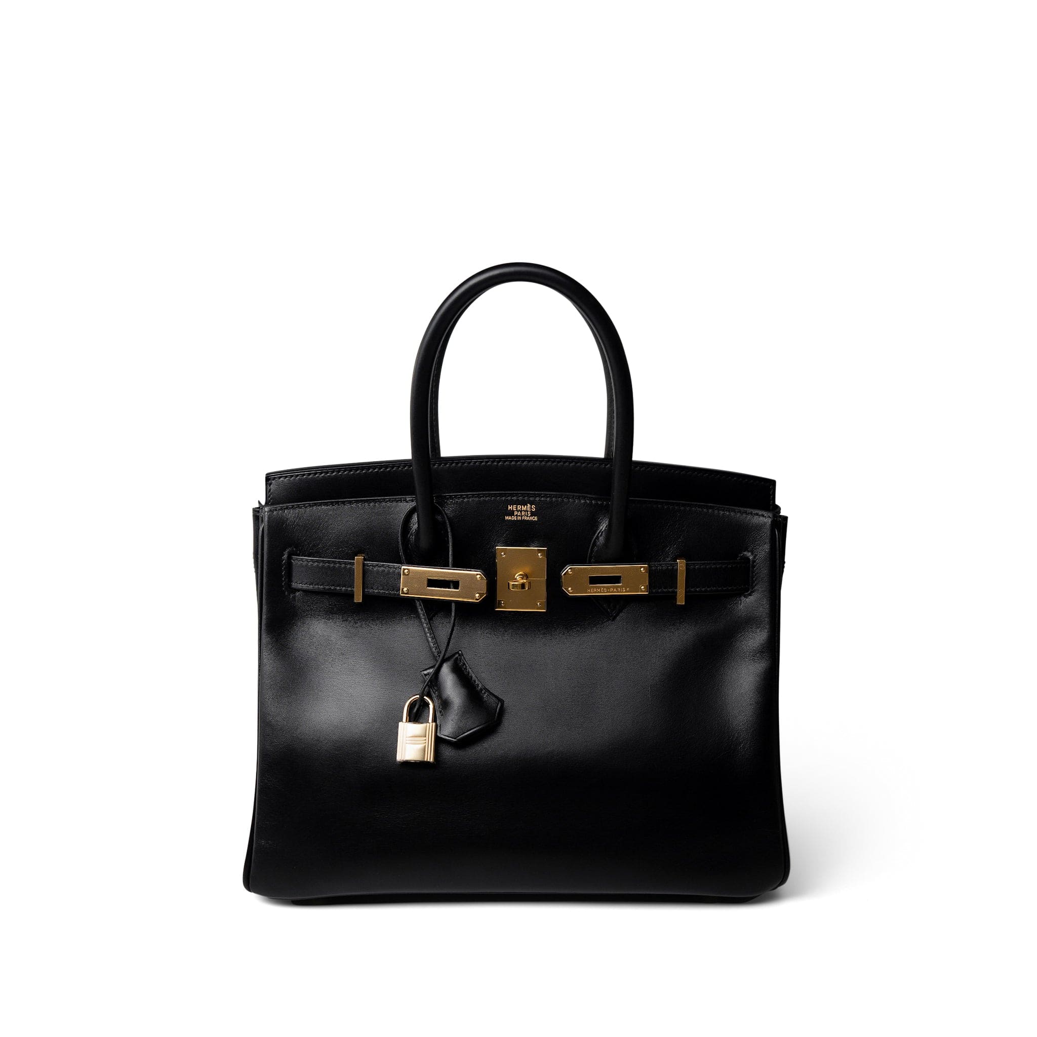 Hermes Handbag Black Birkin 30 Black Box Calfskin Gold Plated G Square Stamp - Redeluxe