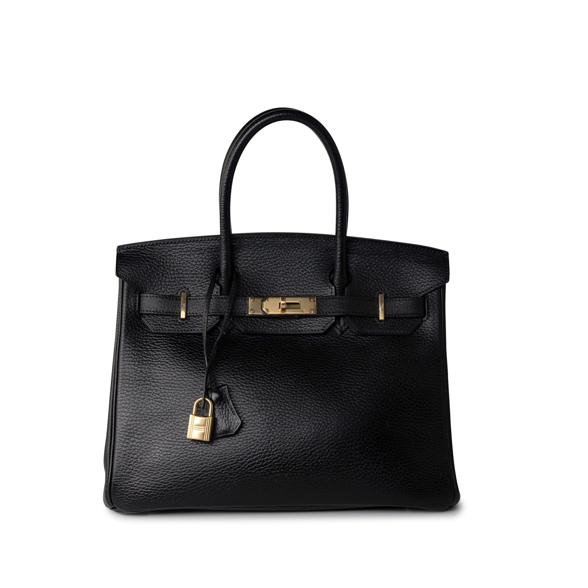 Hermes Handbag Black Birkin 30 Black Noir Vachette Ardennes Gold Plated Hardware - Redeluxe