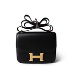 Hermes Handbag Black Constance 18 Black Box Calfskin Gold Plated A Stamp - Redeluxe