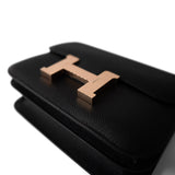 Hermes Handbag Black Constance 18 Black Epsom Rose Gold Plated B Stamp - Redeluxe