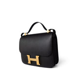 Hermes Handbag Black Constance 24 Black Epsom Gold Plated C Stamp - Redeluxe