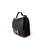 Hermes Handbag Black Constance 24 Black Epsom Gold Plated C Stamp - Redeluxe