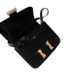 Hermes Handbag Black Constance 24 Black Epsom Gold Plated C Stamp - Redeluxe