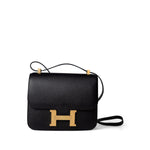 Hermes Handbag Black Constance 24 Black Epsom Gold Plated C Stamp - Redeluxe