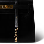 Hermes Handbag Black Kelly 28 Black Box Calfskin Gold Plated (T) Stamp - Redeluxe