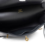 Hermes Handbag Black Mini Jypsiere Black Evergrain Calfskin w/ Wooly Strap Gold Plated B Stamp - Redeluxe